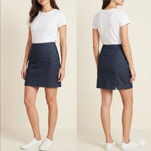 Gap Denim Mini Skirt Dark Wash Side Zip Cotton Blend Size 8